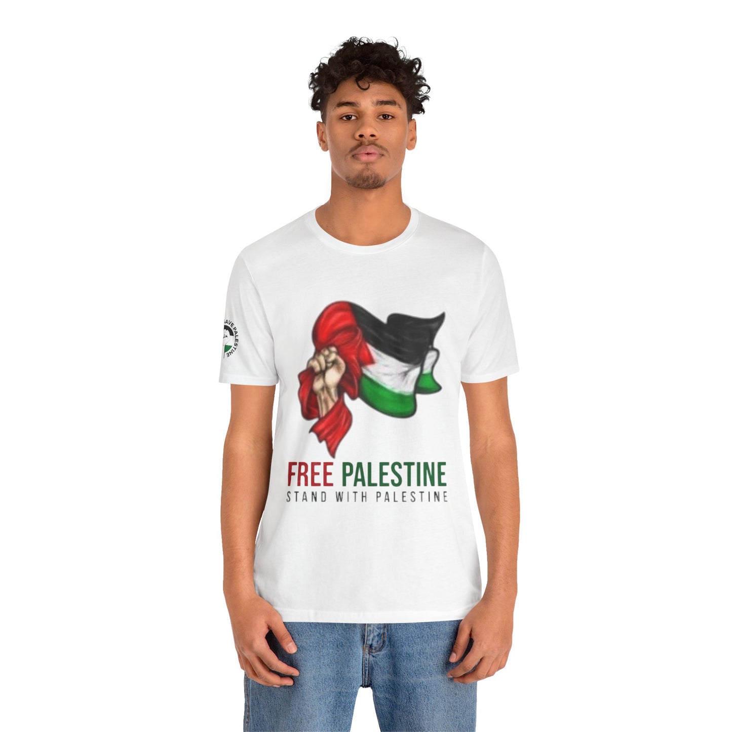 Free Palestine T-Shirt — Stand With Palestine Tee (Arabic Calligraphy Back)
