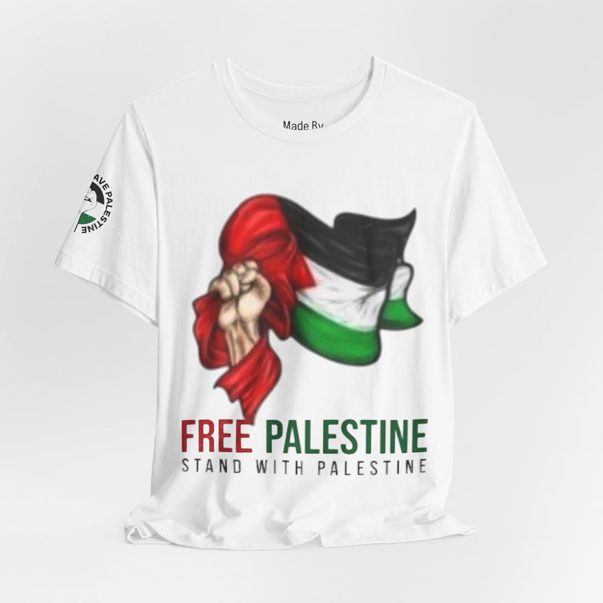 Free Palestine T-Shirt — Stand With Palestine Tee (Arabic Calligraphy Back)